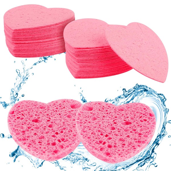 Pack of 50 Compressed Face Sponges Heart