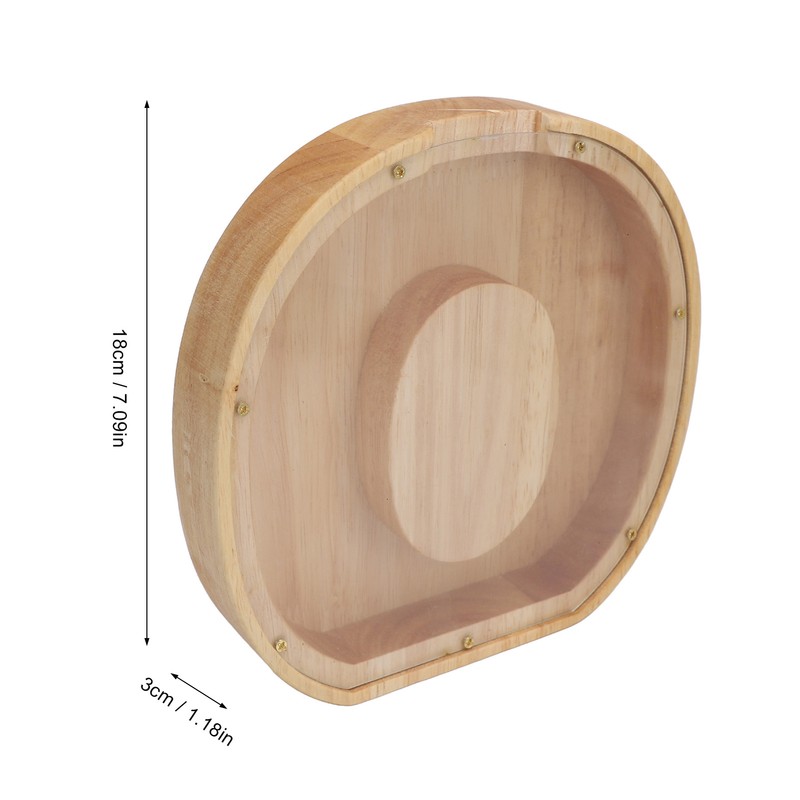 Letter Shaped Piggy Bank Wooden Transparent Panel Portable O Shaped