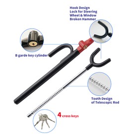 DODOMES Steering Wheel Lock Anti-Theft car Device Car Wheel Locks Heavy Duty Vehicle Security Steering Wheel Lock for Truck Car Vehicles Van Lorry SUV with 4 Keys, Elongated Length BlackRed