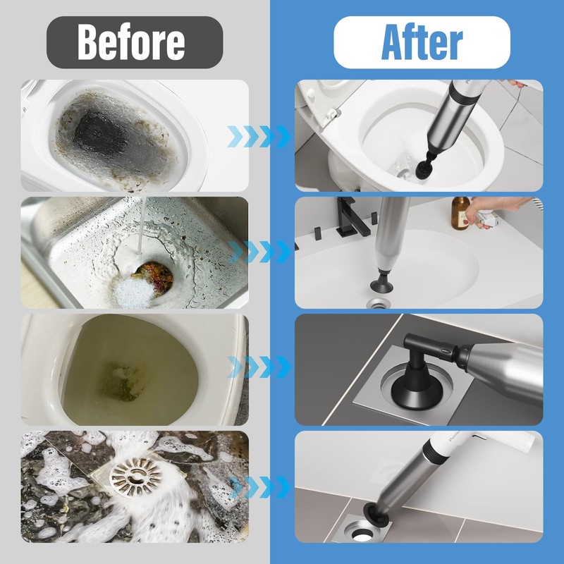 Electric Toilet Plunger,Unclog In One Shot,Remover For Bathroom,Kitchen Pipes Clog,High