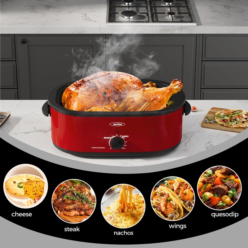 22-Quart Electric Roaster Oven with Removable Pan and Self-Basting Lid,