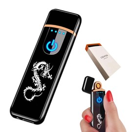 Encendedor eléctrico, encendedor electrónico inteligente, encendedor recargable por USB, a prueba de viento, sin llama, encendedor de plasma para fuego, barbacoas, fuegos artificiales, velas, camping, exteriores en interiores (Dragon A)