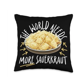 The World Needs More Sauerkraut Sauerkraut Throw Pillow, 16x16, Multicolor
