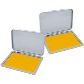 2 Pack Metal Case Stamp Pad Medium Size, Dark Yellow Color - Size: 3" x 4" - Choose from 15 Ink Colors
