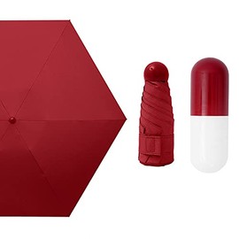 NiftyPlaza Mini Travel Umbrellas for Rain, Portable Capsule Outdoor Fits in Pocket or Purse Lightweight Small Folding Backpack Umbrella for Rain (Maroon)
