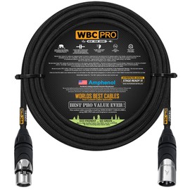 8 Meter - WBC-PRO-Quad Ultra-Silent Ultra-Flexible Balanced Star-Quad Cable with Amphenol Male & Female XLR Plugs & Black Tweed Jacket
