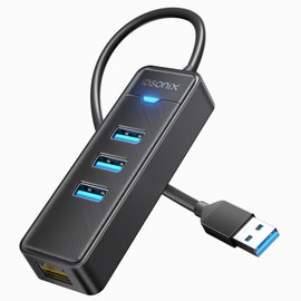iDsonix USB to Ethernet Adapter, USB 3.0 Hub with RJ45 10/100/1000 Mbps Ethernet & 3 USB 3.0 Ports, USB Splitter Multiport Network Adapter, USB A Port Hub for Laptop/PC/Windows/MacBook/Desktop