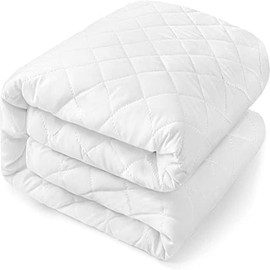 A ATH Collection Poly-Cotton Quilted Mattress Protector Cotton Fabric Pad Fitted Mattress Topper Stretchable Mattress Cover 30 CM Deep (Double)