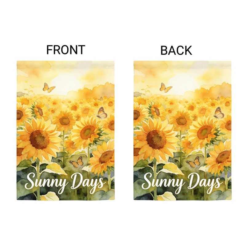 Sunny Days Sunshine Garden Flag, Sunflower Butterfly Summer Theme, Burlap