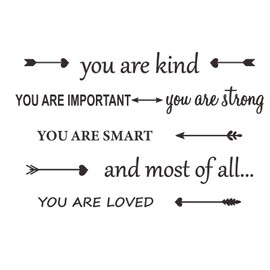 Motivational Wall Art Wall Decors You are Kind Strong Loved Positive Wall Decals for Kids DIY Arrow Vinyl Wall Sticker Murals for Girls Boys Nursery Bedroom Playroom Art Decoration
