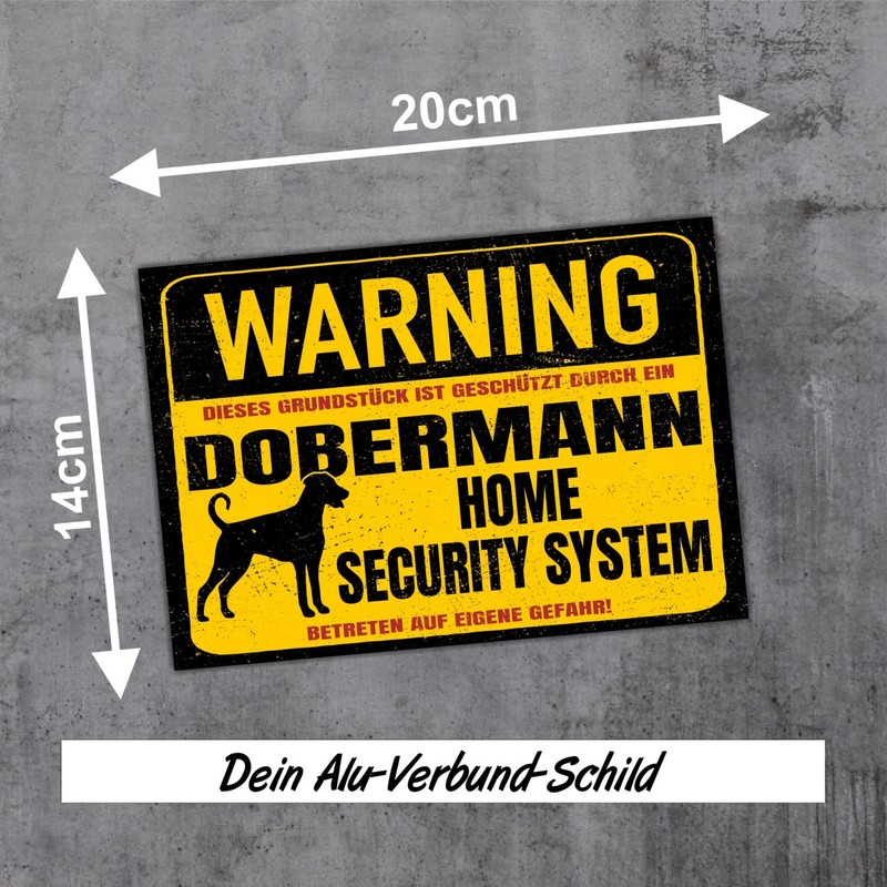 Dobermann Uncopied Dobi Dobie Dog Sign Warning Security System Door