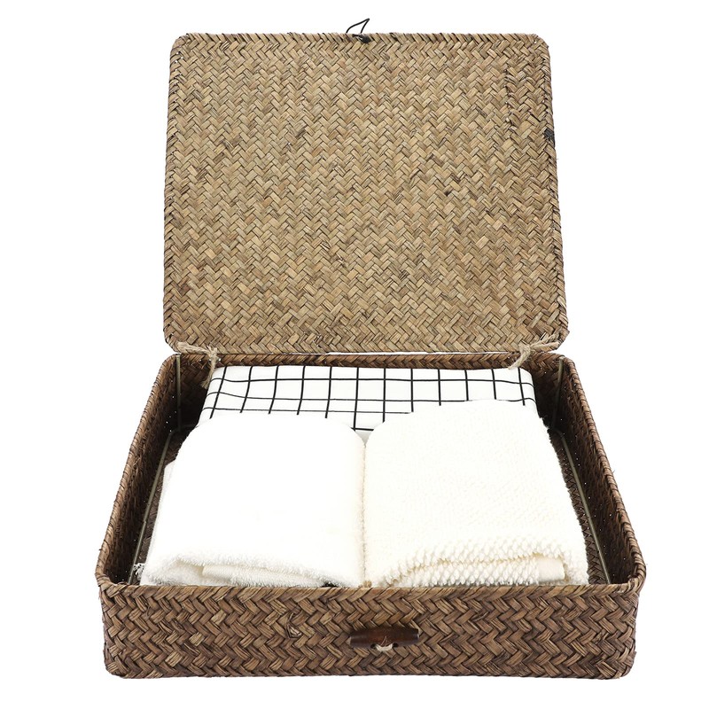 Sumnacon Set of 2 Seagrass Storage Basket Handmade Weave Hamper