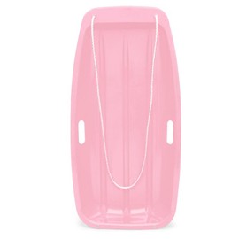Best Choice Products 35in Kids Outdoor Plastic Sport Toboggan Winter Snow Sled Board w/ Pull Rope, 2 Handles - Color: Light Pink