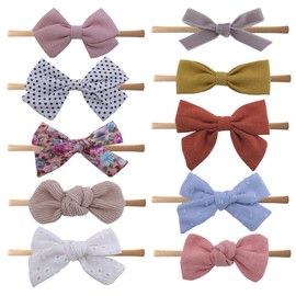 Baby Bow Nylon Headband for Newborn Infant Toddler Baby Girls Hair Bow Elastic Band Accessories (Pink/Bubble)