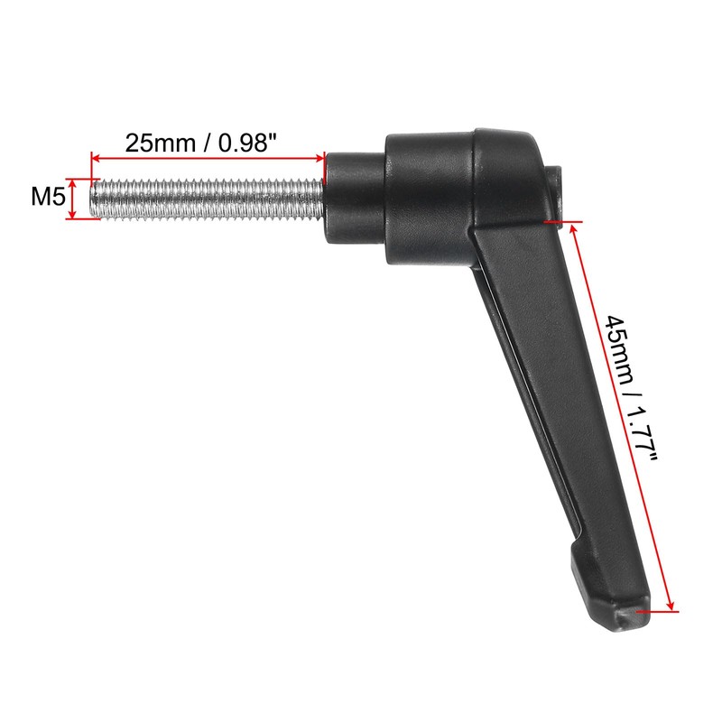 sourcing map 2pcs Adjustable Clamping Lever Handle M5 x 25mm