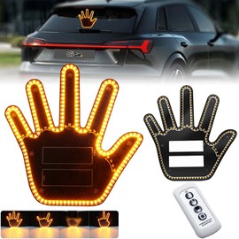 GSOWO Hand Gesture Light for Car, LED Sign with 4 Modes for Truck, Fun Car Finger Light with Remote, Funny Glogesture Hand Light for Car, SUV - Amber