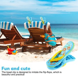 mizikuu 4 Pcs Beach Towel Clips, Towel Clips for Sun Loungers Beach Towel Pegs Sunbed Towel Clips Slipper and Sunglasses Beach Towel Clips for Beach Chairs Sun Lounger Home Pool