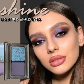 AMY'S DIARY 2 Color Shimmer blue+Deep purple Eyeshadow Palette – Shimmer matte Shades eye shadow for Eye Makeup, Long-Lasting & Highly Pigmented, Vegan & Cruelty-Free for woman