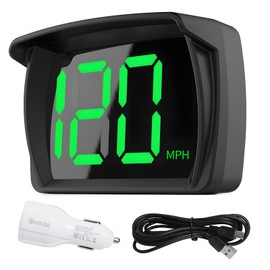 Digital GPS Speedometer Car HUD, Real-Time MPH Display, LED Large Font Speedometer Set with USB Car Charger, Compatible with Car, Truck, SUV, Motorcycle, 3-Inch Screen