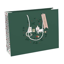 Clairefontaine - Ref X-29532-6C - Shopping Gift Wrap Bag for Presents - 37.3 x 11.8 x 27.5cm Sized, 210gsm Coated Paper, Ribbon Handle - Cat'Mas Design