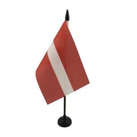 Latvia Table Flag 4'' x 6'' - Latvian Desk Flag 15 x 10 cm - Black plastic stick and base - Drapeau Lettonie AZ FLAG