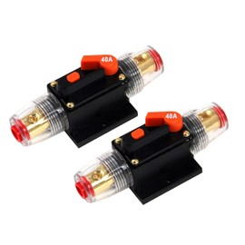 Absolute ICB40 x 2 2 pcs 40A Audio Inline Circuit Breaker Reset Fuse 12V-24V DC, Power Reset Fuse Holder 40 amp with Manual Reset for Car Audio, Stereo Switch and Solar Inverter System (ICB40X2)