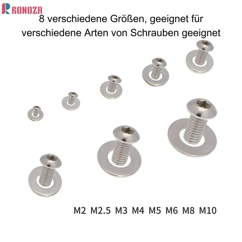 Ronoza Flat Washers 304 Stainless Steel, 360 Pieces Washers 8