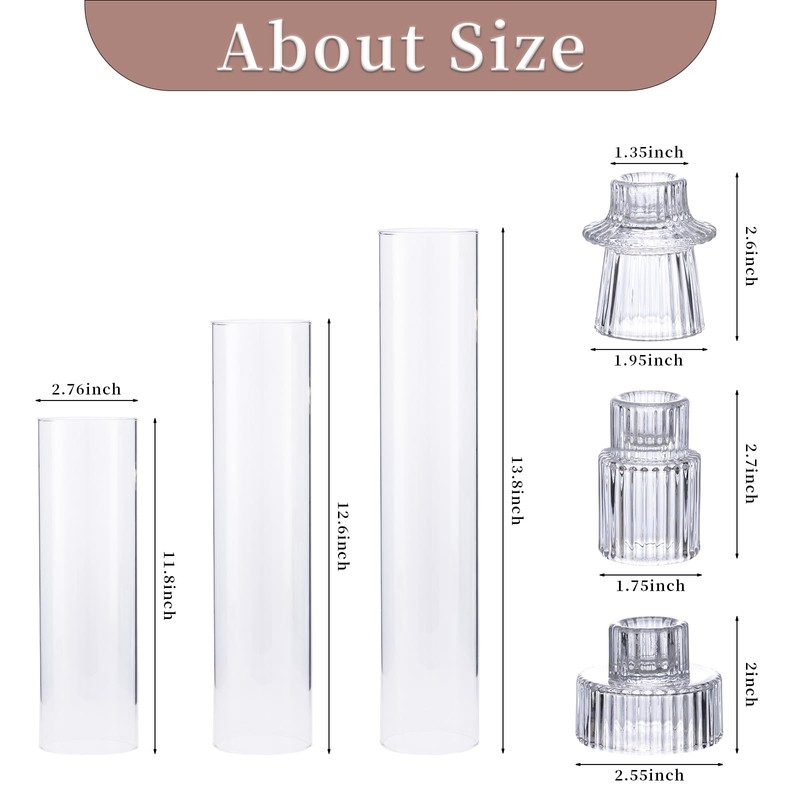 NITIME 9 Set Hurricane Glass Candle Holders for Taper Candles,