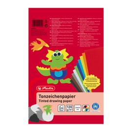 Herlitz Tonzeichenpapierblock, Recyclingkarton, 120 g/m², 23 x 33 cm, 10 Farben