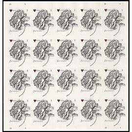 Vintage Rose Pane of 20 Forever Postage Wedding Stamps Scott 4959