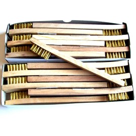 24 BRASS 8" WIRE BRUSH TOOTH BRUSHES WOOD HANDLE