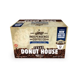 Independence Coffee Co. Texas Donut House, Light Roast, Single Serve Coffee K Cup Pods, 12 Count