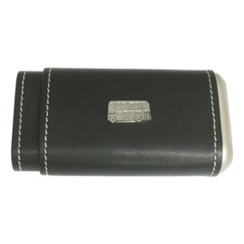 London Bus Cigar Tube Leather Covered Black Case With Cedar Lining In Gift Box 224