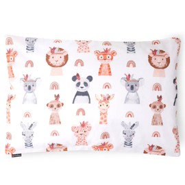 PinkZebra Children's Pillowcase 40 x 80 cm 100% Cotton Cushion Cover Boys Oeko-Tex Standard 100 Children's Covers with Zip Cute Animals