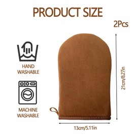 2pcs Tanning Mitt, Tan Mitt, Washable Tanning Mit, Effect Reusable Double-Sided Fake Tan Mitt for Sunbathing Prevents Stained Hands Apply Sunscreen and Body Lotion(Brown)