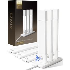 EZVALO Under Cabinet Lighting with Charging Station, Rechargeable Closet Lights, Motion Sensor Light Indoor, 3 Color Temps, Dimmable Wireless Motion Activated Cabinet Lights for Kitchen,Pantry(6 Pcs)