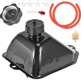 Trkimal Fuel Tank with Lid Fuel Tank with Metal Lid Leak-Proof Waterproof Professional for 50cc 70cc 90cc 110cc 125cc Roketa Taotao Sunl Coolster JCL ATA Baja (Metal A)