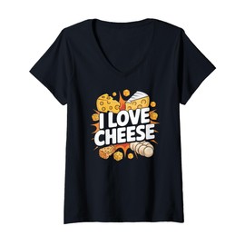 Womens I Love Cheese Enthusiastic Cheese Aficionado V-Neck T-Shirt