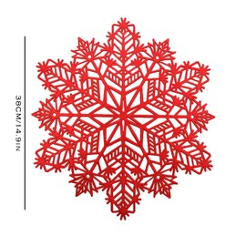 MORAINJAY 2pk Christmas PVC Placemats,Xmas Red Snowflake Place Mats for Dining Table,38cm Round Vinyl Hollow Table Mats Waterproof Oil Non-Slip Washable Heat for Kitchen Wedding Christmas Decor(A)