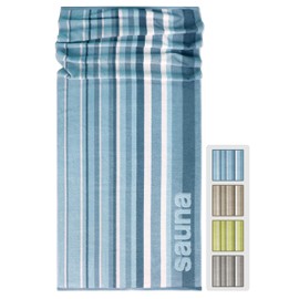 Lashuma Riga Wellness Beach Towel XXL Stripes Blue Bath Towel 85 x 200 cm