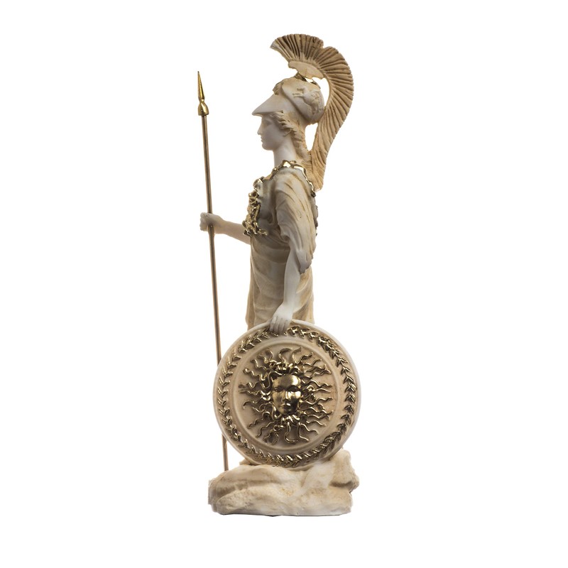 BeautifulGreekStatues Athena With Owl Medusa Holding Shield Greek Goddess Alabaster