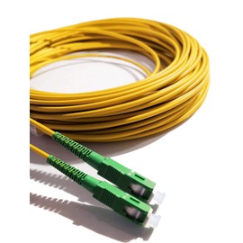 Fibre Optic Cable SC/APC to SC/APC, Simplex Singlemode 9/125, Compatible with Fibre to the Home (FTTH, Fibre to the Home), yellow