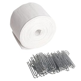 Cinta plisadora de pellizco para cortina, 10 metros, cinta plisadora de pellizco para cortinas, incluye 30 ganchos plisadores de acero inoxidable de 4 puntas para cortinas con pliegues de pellizco DIY