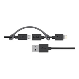 Belkin 3-Feet Micro-USB Cable with Lightning Connector Adapter - Retail Packaging - Black