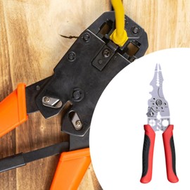 Generic Wire Stripper Crimping Splitting Portable High Carbon Steel, Multifunctional, Manual Wiring Tool, Crimper Wire Stripping Tool, Red