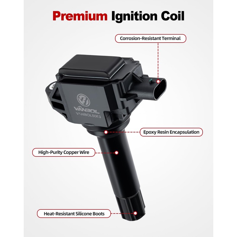 VANBOL Set of 4 UF724 Ignition Coil Pack & 93501