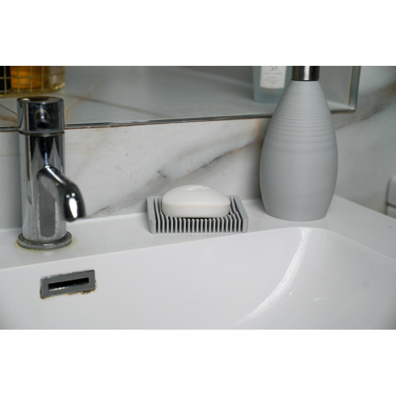 Minimalist Self‑Draining Soap Dish Tray (Stone Light Grey)