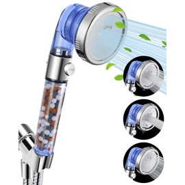 Luxsego Filtered Shower Head for Hard Water with Stop, High Pressure 4-Mode Shower Heads Built-in Power Spray to Clean Corner, Tub & Pets, Water Softener Handheld Shower to Remove Chlorine & Fluoride