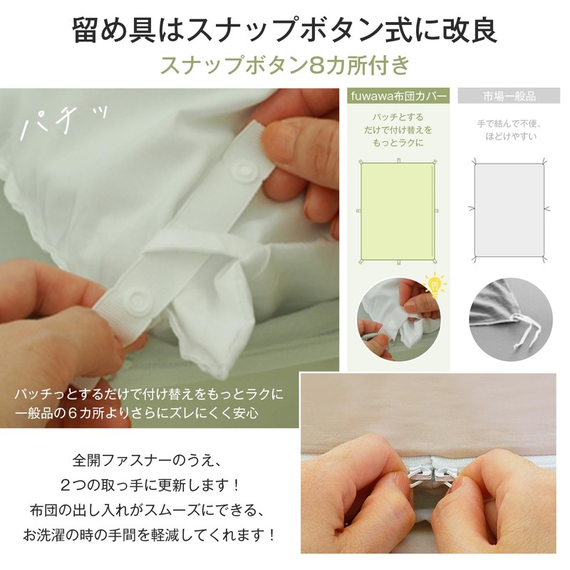 fuwawa Single Duvet Cover, Washed (CICA Moisturizing Treatment), Super Absorbent,