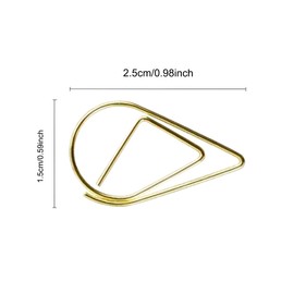 Gold Paper Clips 150 Pieces Water Drop Paper Clips, Golden Droplet Paper Clips Metal Paper Clips Clamps Small Teardrop Paper Clips for Office School Document Organizing(15 x 25mm)